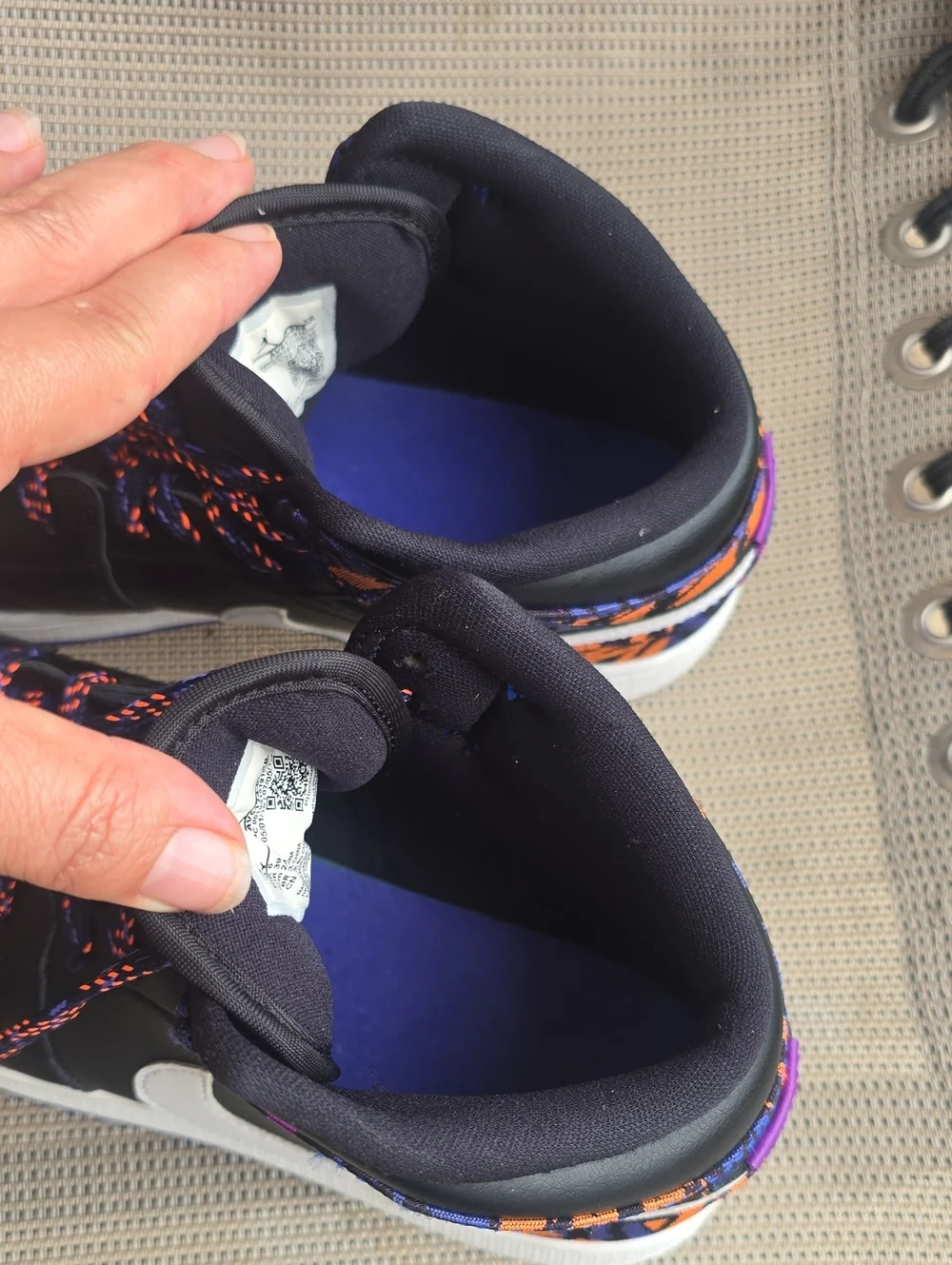 Nike Air Jordan High-Top Sneakers in Black with Purple & Blue Pattern